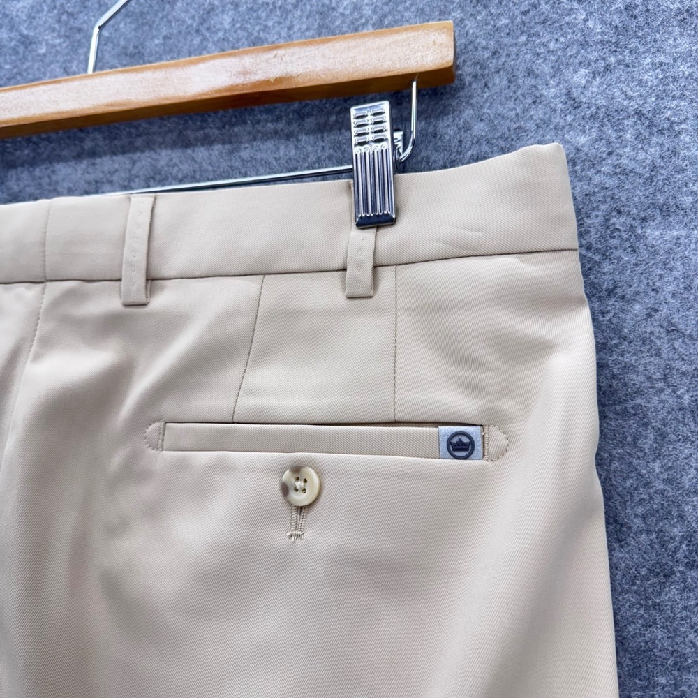 Peter Millar Mens Durham High Drape Performance Khaki Pant 34x28 Flat Front Golf - Picture 8 of 12